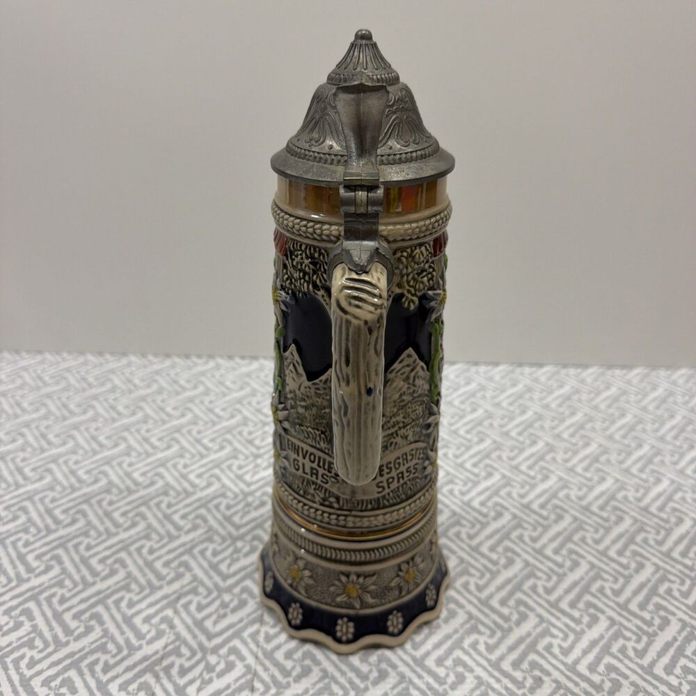 Vtg Gerz German Beer Stein 11.5" 1L Mapsa Swiss Music Box Trink Trink Pewter EUC - Picture 3 of 15